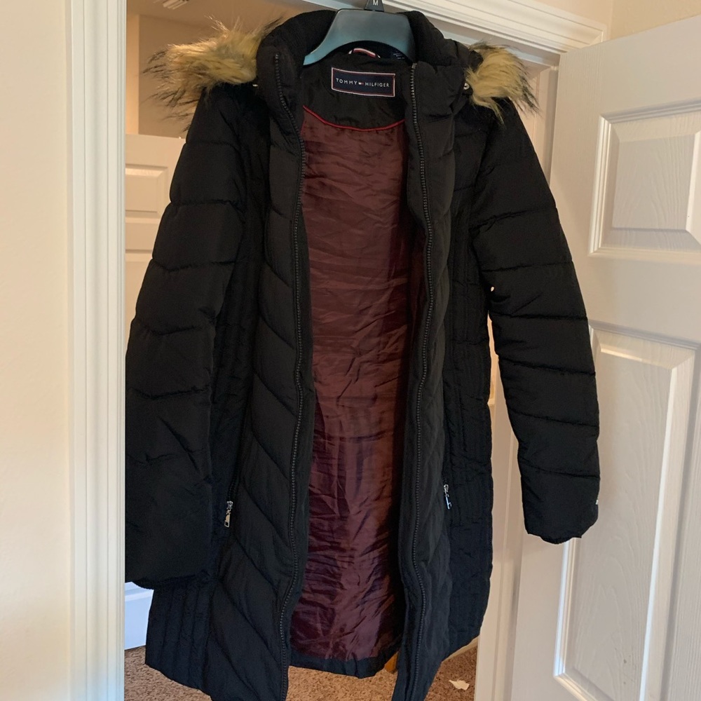 Long puffer and mini backpack both Tommy Hilfiger